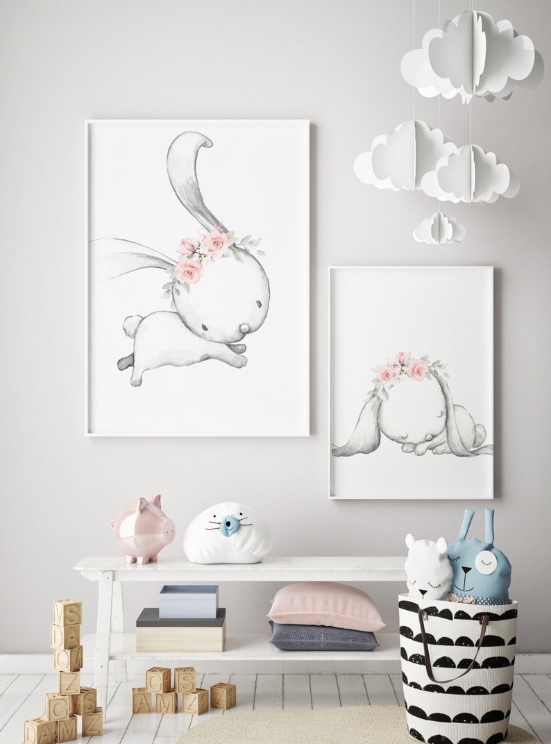 Bunny Nursery Print Nursery Wall Decor Nursery Wall Art Etsy