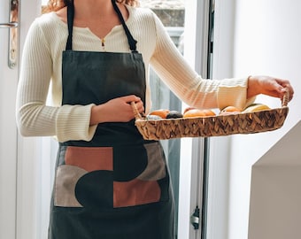CUTE APRON, COOKING Apron, Cotton Onida Granite Design Large Chef Apron, Adjustable Neck Comfortable Aprons , Apron With Pockets