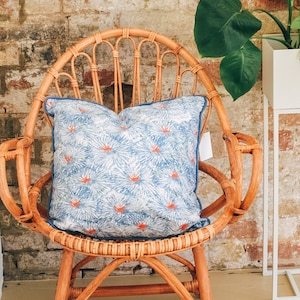 Blue Maua Cushion Cover | Cotton Sateen Cushion Cover