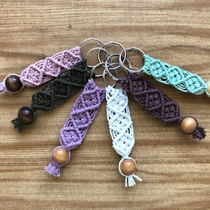 Macrame Boho Diamonds Keychain Different Colors hemp string, accessory, pattern, lanyard, handmade, boho, rainbow, earth, nature, beach gift