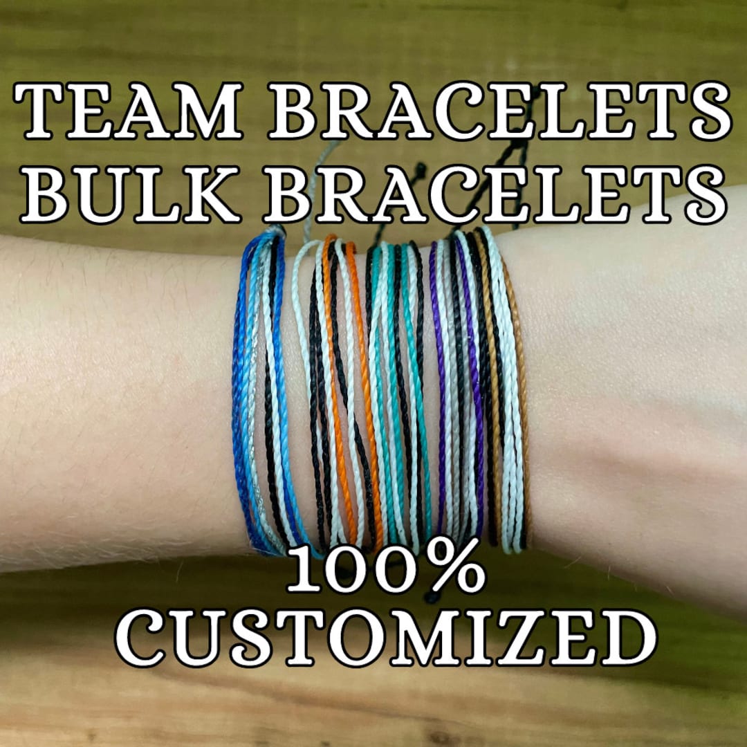 Team Bracelets, Bulk Bracelet, Custom Pura Vida Style Waterproof Bracelet, Adjustable String Bracelet