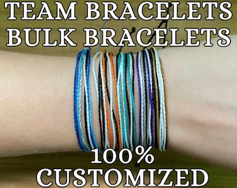 Team bracelets, bulk bracelet, custom pura vida style waterproof bracelet, adjustable string bracelet