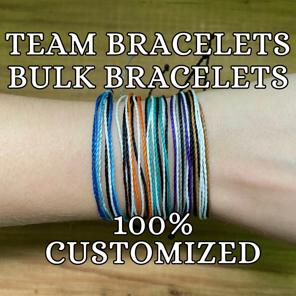 Team Bracelets, Bulk Bracelet, Custom Pura Vida Style Waterproof Bracelet,  Adjustable String Bracelet 