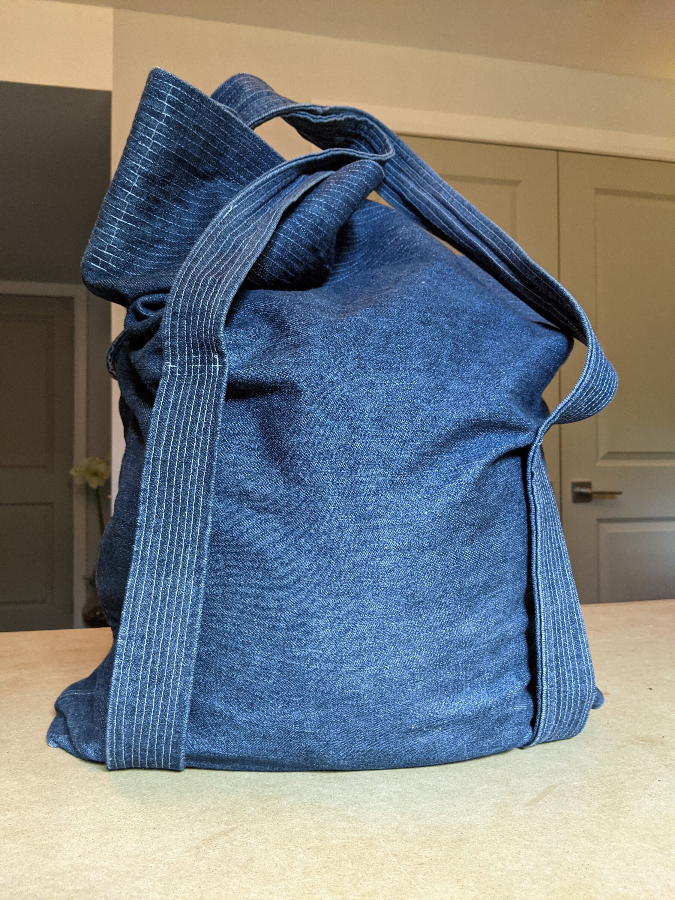 Extra Large Denim Tote Bag / Great for Travel Shopping or Etsy