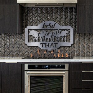 Herd That Cows Farmhouse Décor - Farmhouse Kitchen Décor - Bad Dog Metalworks Home Décor - Country Kitchen Décor - Metal Kitchen Wall Art