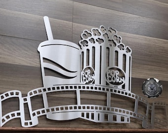 Movie and Refreshments Metal Movie Theater Decor - Bad Dog Metalworks Home Decor - Movie Lovers - Man Cave Theater Art - Movie Signs