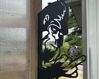 Peeking Bigfoot Metal Sign - Bad Dog Metalworks Home Decor - Peek-a-Boo Bigfoot - Middle Finger Bigfoot - Flipping Off Bigfoot Mounted Sign