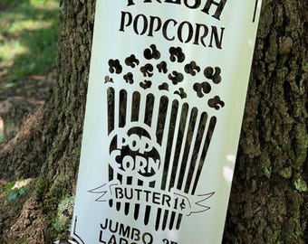 Fresh Popcorn Snack Bar Metal Sign - Movie Theater Decor - Movie Signs - Retro Themed Movie Decor - Bad Dog Metalworks Home Decor