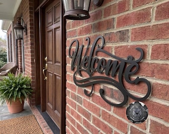 Welcome Script Metal Sign - Bad Dog Metalworks Home Décor