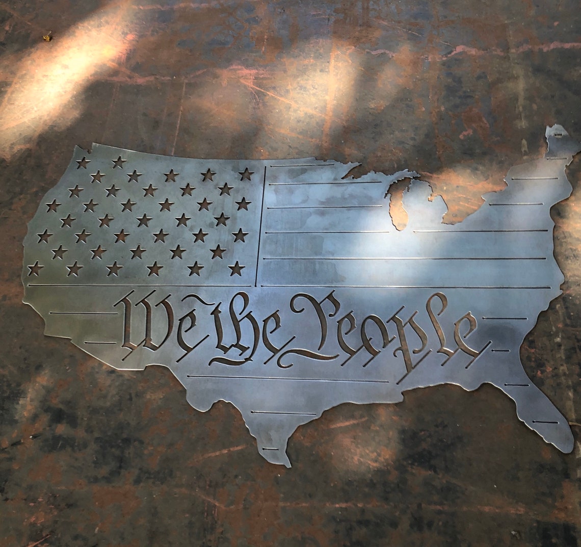 We The People Usa Patriotic Decor Metal Sign Etsy