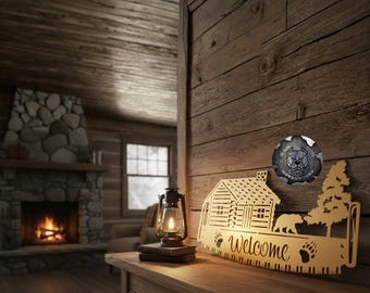 Bear Cabin Welcome Saw Metal Sign - Bad Dog Metalworks Home Decor