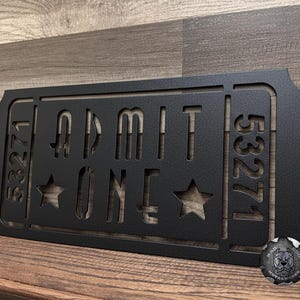 Admit One Retro Movie Ticket - Bad Dog Metalworks Theater Decor - Movie Theater Signs - Movie Decor and Gifts - Man Cave - Theater Wall Art Wrinkle Black