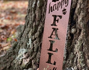Happy Fall Y'all Metal Plaque - Bad Dog Metalworks Home Décor - Fall Farmhouse Seasonal Décor - Autumn Fall Décor - Happy Fall Y'all Sign