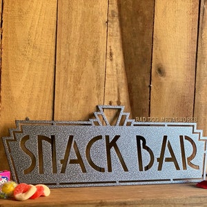 Retro Snack Bar Sign Movie Theater Decor - Bad Dog Metalworks Home Decor - Movie Night - Retro Theater Concessions Stand Pantry Sign