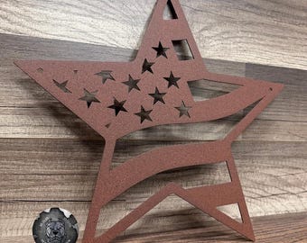 Stars and Stripes Americana Star Patriotic Metal Sign - Bad Dog Metalworks Home Decor