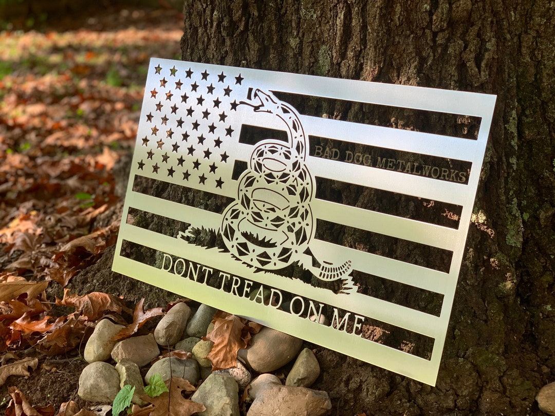 Gadsden Don't Tread on Me American Flag Patriotic Metal Sign - Bad Dog ...