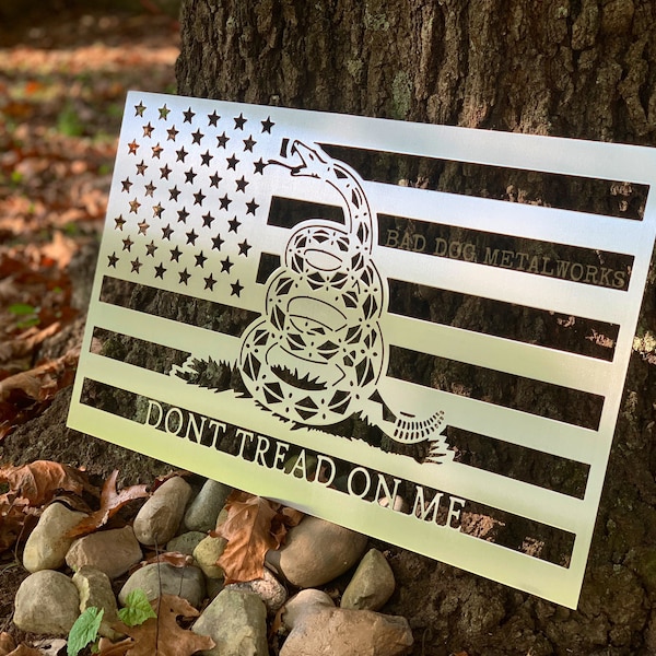 Gadsden Don't Tread On Me American Flag - Patriotic Metal Sign - Bad Dog Metalworks Home Decor - Patriotic Decor - Gadsden Flag - Metal Art