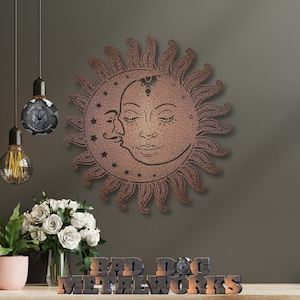 Celestial Sun and Moon Metal Art - Bad Dog Metalworks Home Decor - Nursery Decor - Unique Gifts for Home and Garden Decor - Boho Decor
