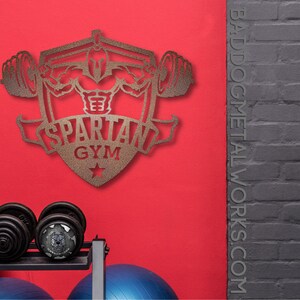 Spartan Gym Sign - Bad Dog Metalworks Home Decor - Gym Decor - Health and Fitness Gifts - Weightlifting/Weight Training - Man Cave Signs