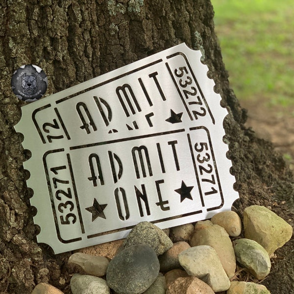 Admit One Retro Movie Ticket Theater Decor - Bad Dog Metalworks Home Decor - Home Theater Decor - Movie Decor - Movie Room Decor - Movie Art