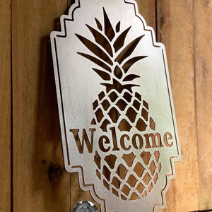 Vintage Style Pineapple Welcome Sign - Bad Dog Metalworks Home Decor - Home and Garden Patio Decor - Pineapple Decor - Summer Themed Decor