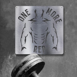 One More Rep Flex Bodyscape - Bad Dog Metalworks Home Decor - Gym Signs - Gym Decor - Health and Fitness Gifts - One More Rep Sign