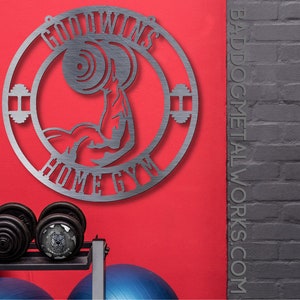 Personalized Home Gym Monogram - Bad Dog Metalworks Home Decor - Gym Decor - Health & Fitness Gifts - Weightlifting/Weight Training Gym Art