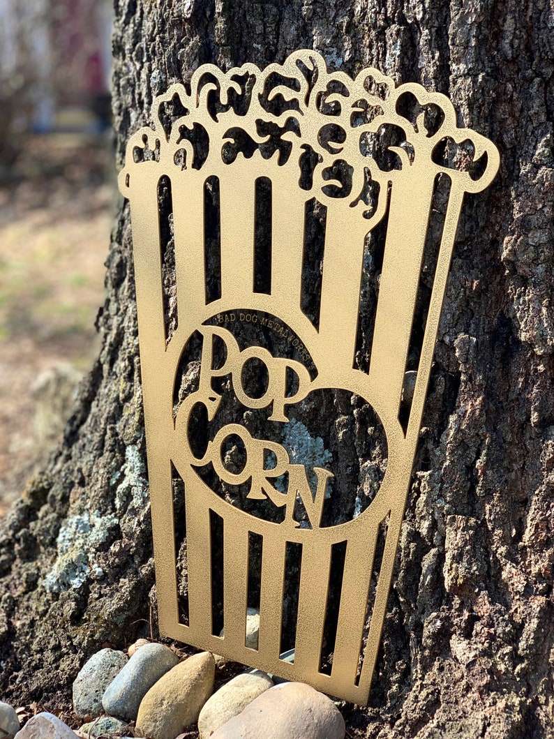 thumbnail image 2 of Vintage Popcorn Tin Sign - Home Theater Decor - 8x11 Inches - Made In USA 2 of 5