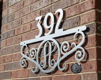 Elegant Address Monogram - Bad Dog Metalworks Home Decor - House Number Sign - Personalized Gifts - Street Number Sign - Address Plaque