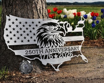 USA 250th Anniversary Metal Sign with Patriotic Eagle 1776–2026 from Bad Dog Metalworks
