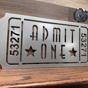 Admit One Retro Movie Ticket - Bad Dog Metalworks Theater Decor - Movie Theater Signs - Movie Decor and Gifts - Man Cave - Theater Wall Art Alloy Silver