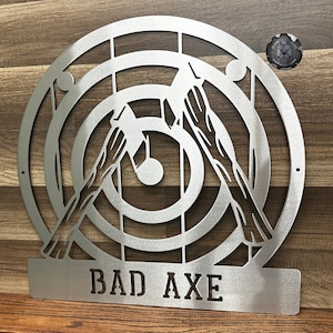 Axe Throwing Monogram Personalized Metal Sign - Bad Dog Metalworks Home Décor - Personalized Gifts for Him - Father&#39;s Day Gifts Axe Monogram