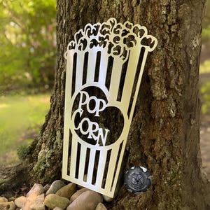 Movie Theater Popcorn Metal Home Theater Decor - Movie Theater Decor - Movie Signs - Retro Movie Room Decor - Pantry Decor - Snack Bar Sign