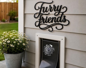 Furry Friends Script Metal Sign - Bad Dog Metalworks Home Décor