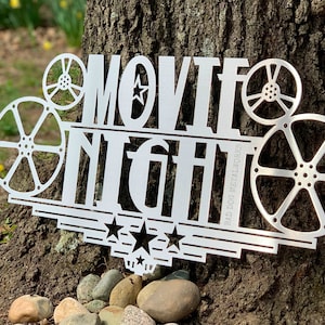 Movie Night Metal Sign Movie Theater Decor - Bad Dog Metalworks Home Décor - Theater Room - Movie Night - Home Theater Décor - Theater Sign