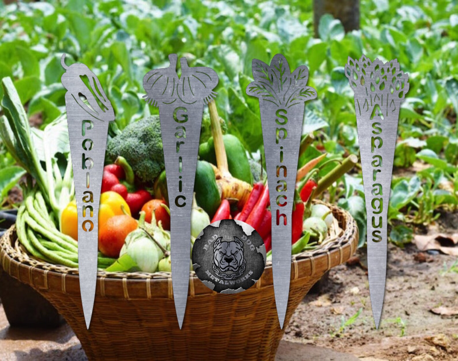Vegetable Garden Stakes Metal Garden Decor Bad Dog Etsy