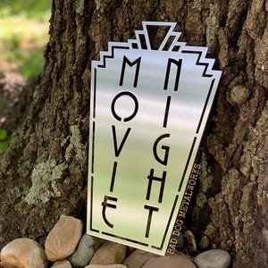Art Deco Movie Night Sign - Bad Dog Metalworks Home Decor - Retro Movie Theater Decor - Art Deco Theater Sign - Cinema Sign - Movie Decor