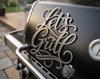 Let's Grill Metal Sign Outdoor Patio Grill Master Gift - Bad Dog Metalworks Home Décor