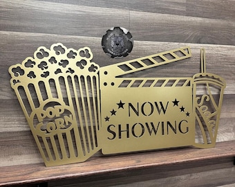 Now Showing Sign Metal Home Theater Decor - Bad Dog Metalworks Home Decor - Movie Decor - Movie Theater Decor - Snack Bar Concessions Sign