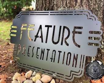 Feature Presentation Movie Theater Sign - Bad Dog Metalworks Movie Theater Decor - Movie Theater Signs - Theater Room Decor - Movie Room