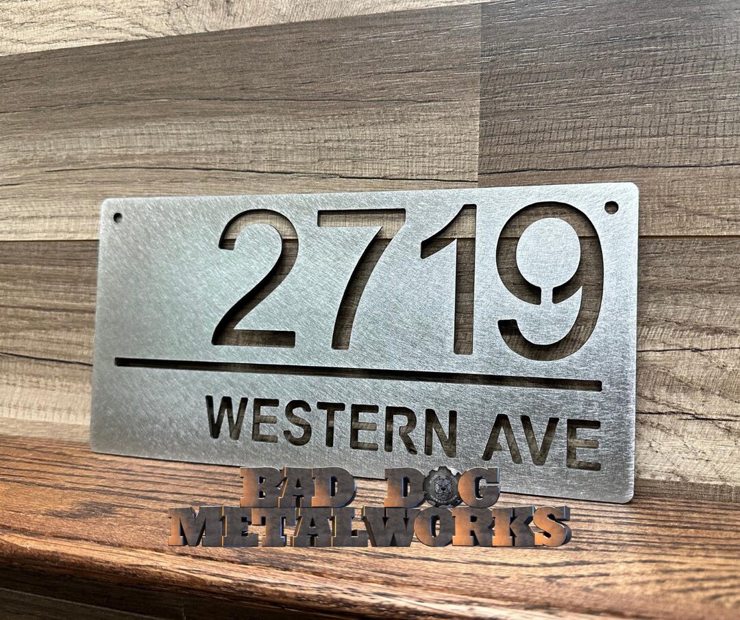 Simple Address Plaque - Bad Dog Metalworks Home Decor - Personalized ...