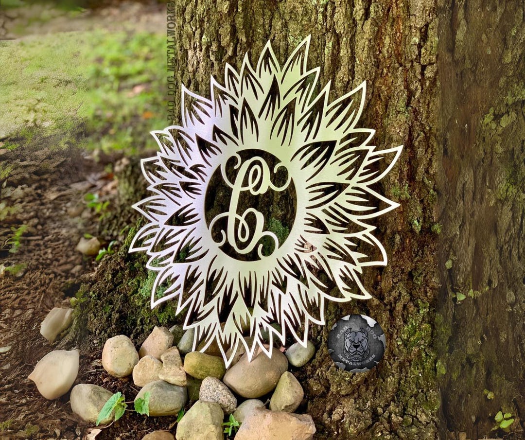Sunflower Initial Monogram - Bad Dog Metalworks Home Decor ...