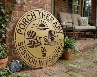 Porch Therapy Session in Progress Metal Sign Patio Decor - Bad Dog Metalworks Home Decor