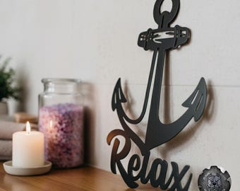 Ancla relajante - Decoración del hogar de Bad Dog Metalworks - Decoración náutica - Decoración de casa de playa - Decoración de baño náutico - Regalos de meditación - Decoración de spa