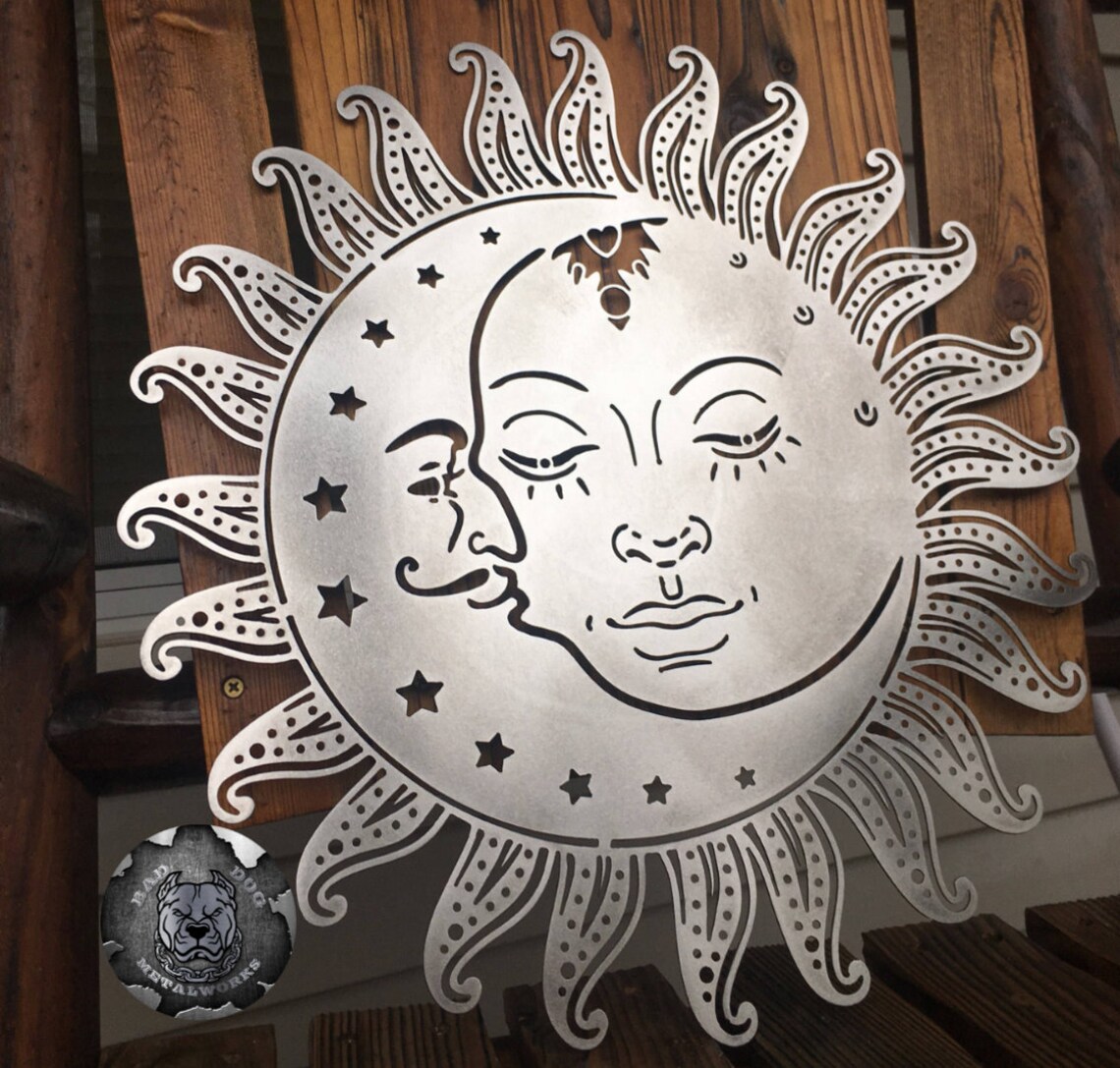 Celestial Sun and Moon Metal Art - Bad Dog Metalworks Home Decor ...