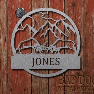 Fighting Elk Monogram Metal Art - Bad Dog Metalworks Home Décor - Personalized Gifts - Elk Hunting - Man Cave Cabin Décor - Elk Hunter Gift