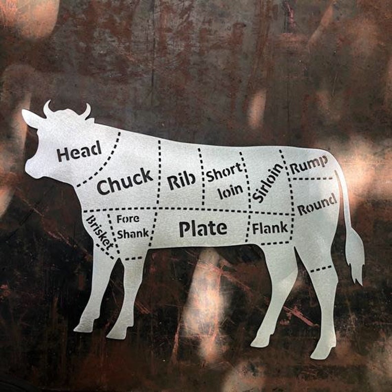 Butcher/'s Beef Cut Diagram Farmhouse Style Kitchen Sign Metal Butcher Sign