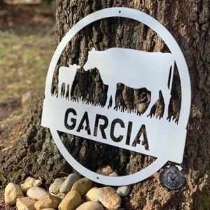 Cow and Calf Farm Monogram - Bad Dog Metalworks Home Décor - Custom Gifts and Signs - Farmhouse Décor - Farm Life - Dairy Farm - Cow Décor