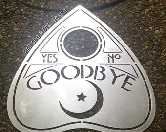 Ouija Board Planchette Metal Sign - Bad Dog Metalworks Home Decor - Halloween Decor - Gothic Witch Vibes - Séance Horror Occult Scary Art