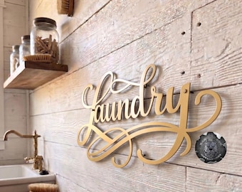 Laundry Script Metal Sign - Bad Dog Metalworks Home Décor